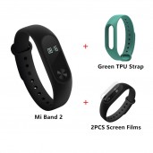 Original Xiaomi Mi Band 2 Smart Bracelet + TPU Strap (Green) + PET Protective Screen Films (2PCS) - G
